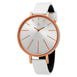 Calvin Klein Equal Silver Dial White Leather Strap Watch for Women - K3E236L6 Authentic Buy Shop Now