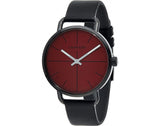 Calvin Klein Even Maroon Dial Black Leather Strap Watch for Men - K7B214CP Authentic Buy Shop Now