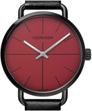 Calvin Klein Even Maroon Dial Black Leather Strap Watch for Men - K7B214CP Authentic Buy Shop Now