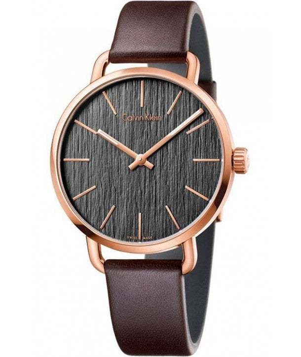 Calvin Klein Even Grey Dial Brown Leather Strap Watch for Women - K7B216G3 Authentic Buy Shop Now