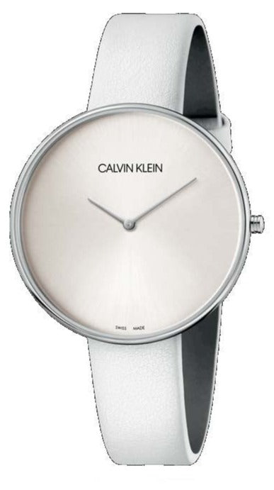 Calvin Klein Full Moon White Dial White Leather Strap Watch for Women - K8Y231L6 Authentic Buy Shop Now