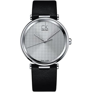 Calvin Klein Sight Silver Dial Black Leather Strap Watch for Men - K1S21120 Authentic Buy Shop Now