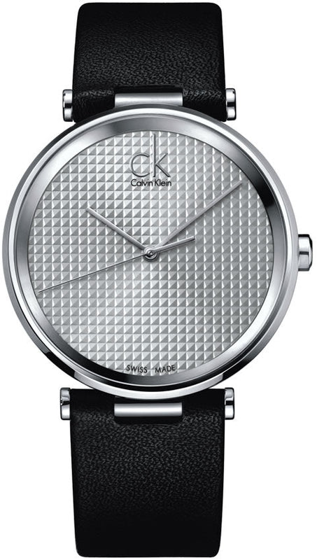 Calvin Klein Sight Silver Dial Black Leather Strap Watch for Men - K1S21120 Authentic Buy Shop Now