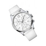 Calvin Klein Masculine Chronograph White Dial White Leather Strap Watch for Men - K2H27101 Authentic Buy Shop Now