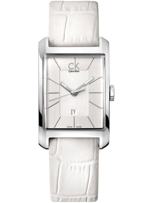 Calvin Klein Window White Dial White Leather Strap Watch for Men - K2M21120 Authentic Buy Shop Now