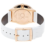Calvin Klein Accent Silver Dial White Leather Strap Watch for Women - K2Y216K6 Authentic Buy Shop Now