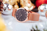 Calvin Klein Minimal Black Dial Rose Gold Mesh Bracelet Watch for Men - K3M2162Y Authentic Buy Shop Now