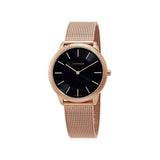 Calvin Klein Minimal Black Dial Rose Gold Mesh Bracelet Watch for Women - K3M2262Y Authentic Buy Shop Now