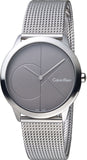Calvin Klein Minimal Black Dial Silver Mesh Bracelet Watch for Women - K3M22123 Authentic Buy Shop Now