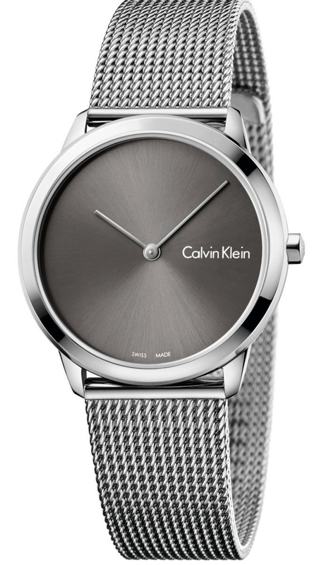 Calvin Klein Minimal Grey Dial Silver Mesh Bracelet Watch for Men - K3M22124 Authentic Buy Shop Now