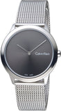 Calvin Klein Minimal Grey Dial Silver Mesh Bracelet Watch for Women - K3M221Y3 Authentic Buy Shop Now