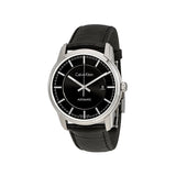 Calvin Klein Infinity Automatic Black Dial Black Leather Strap Watch for Men - K5S341C1 Authentic Buy Shop Now