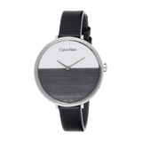 Calvin Klein Rise White Grey Dial Black Leather Strap Watch for Women - K7A231C3 Authentic Buy Shop Now