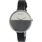 Calvin Klein Rise White Grey Dial Black Leather Strap Watch for Women - K7A231C3 Authentic Buy Shop Now