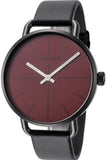 Calvin Klein Even Maroon Dial Black Leather Strap Watch for Men - K7B214CP Authentic Buy Shop Now