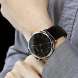 Calvin Klein High Noon Quartz Black Dial Black Leather Strap Watch for Men - K8M211C1 Authentic Buy Shop Now