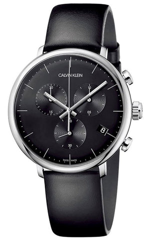 Calvin Klein High Noon Chronograph Black Dial Black Leather Strap Watch for Men - K8M271C1 Authentic Buy Shop Now