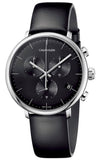 Calvin Klein High Noon Chronograph Black Dial Black Leather Strap Watch for Men - K8M271C1 Authentic Buy Shop Now