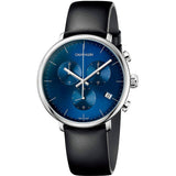 Calvin Klein High Noon Chronograph Blue Dial Black Leather Strap Watch for Men - K8M271CN Authentic Buy Shop Now