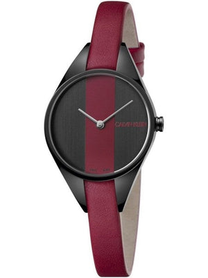 Calvin Klein Rebel Red Black Dial Red Leather Strap Watch for Women - K8P237U1 Authentic Buy Shop Now