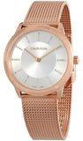 Calvin Klein Minimal White Dial Rose Gold Mesh Bracelet Watch for Women - K3M22Y2X Authentic Buy Shop Now