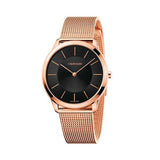 Calvin Klein Minimal Black Dial Rose Gold Mesh Bracelet Watch for Men - K3M2162Y Authentic Buy Shop Now