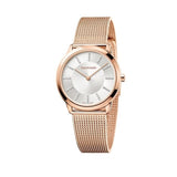 Calvin Klein Minimal White Dial Rose Gold Mesh Bracelet Watch for Women - K3M22Y2X Authentic Buy Shop Now