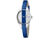 Calvin Klein Rebel Blue Silver Dial Blue Leather Strap Watch for Women - K8P231V6 Authentic Buy Shop Now