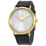 Calvin Klein Surround Silver Dial Black Leather Strap Watch for Men - K3W215C6 Authentic Buy Shop Now