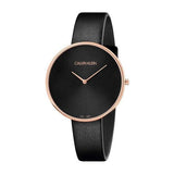 Calvin Klein Full Moon Black Dial Black Leather Strap Watch for Women - K8Y236C1 Authentic Buy Shop Now