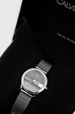 Calvin Klein Minimal Grey Dial Silver Mesh Bracelet Watch for Women - K3M2312X Authentic Buy Shop Now