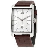 Calvin Klein Window Silver Dial Brown Leather Strap Watch for Men - K2M21126 Authentic Buy Shop Now