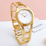 Calvin Klein Class White Dial Gold Steel Strap Watch for Women - K6R23526 Authentic Buy Shop Now