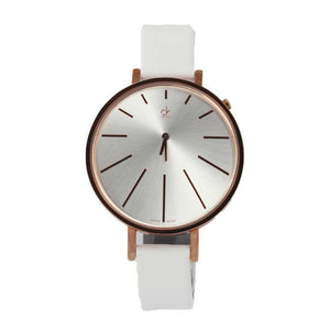Calvin Klein Equal Silver Dial White Leather Strap Watch for Women - K3E236L6 Authentic Buy Shop Now