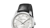 Calvin Klein Infinity Silver Dial Black Leather Strap Watch for Men - K5S341C6 Authentic Buy Shop Now