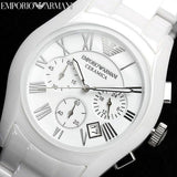 Emporio Armani Chronograph Ceramic White Dial Watch For Women - AR1403 Authentic Buy Shop Now