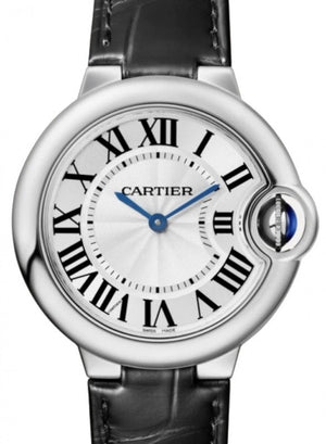 Cartier Ballon Bleu De Cartier Silver Dial Black Leather Strap Watch for Women - WSBB0034 Authentic Buy Shop Now