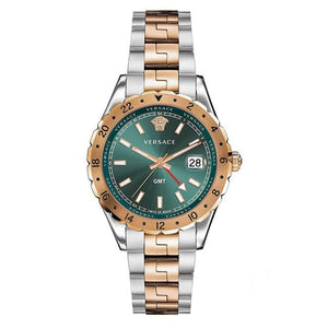 Versace Hellenyium GMT Green Dial Two Tone Steel Strap Watch for Men - V11050015 Authentic Buy Shop Now