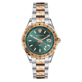 Versace Hellenyium GMT Green Dial Two Tone Steel Strap Watch for Men - V11050015 Authentic Buy Shop Now