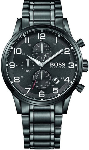 Hugo Boss Chronograph Black Dial Black Steel Strap Watch for Men - 1513180 Authentic Buy Shop Now