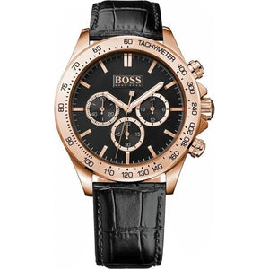Hugo Boss Ikon Black Dial Black Leather Strap Watch for Men - 1513179 Authentic Buy Shop Now