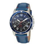 Fossil Grant Chronograph Blue Dial Blue Leather Strap Watch for Men - FS5373 Authentic Buy Shop Now