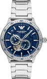 Emporio Armani Mario Chronograph Automatic Blue Dial Silver Steel Strap Watch For Men - AR60052 Authentic Buy Shop Now