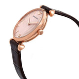 Emporio Armani Classic Quartz Pink Dial Brown Leather Strap Watch For Women - AR1911 Authentic Buy Shop Now