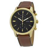 Fossil Townsman Chronograph Black Dial Brown Leather Strap Watch for Men - FS5338 Authentic Buy Shop Now