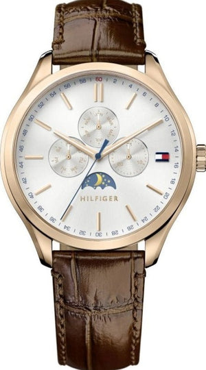 Tommy Hilfiger Oliver Chronograph White Dial Brown Leather Strap Watch for Men - 1791306 Authentic Buy Shop Now