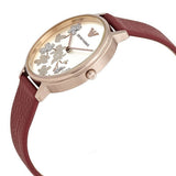 Emporio Armani Kappa Classic Quartz Silver Dial Red Leather Strap Watch For Women - AR11114 Authentic Buy Shop Now