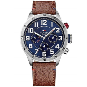 Tommy Hilfiger Trent Quartz Blue Dial Brown Leather Strap Watch for Men - 1791066 Authentic Buy Shop Now