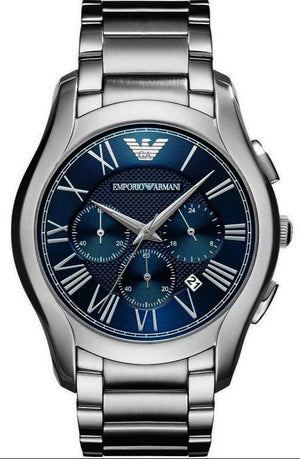 Emporio Armani Chronograph Quartz Blue Dial Silver Steel Strap Watch For Men - AR11082 Authentic Buy Shop Now