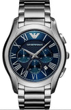 Emporio Armani Chronograph Quartz Blue Dial Silver Steel Strap Watch For Men - AR11082 Authentic Buy Shop Now